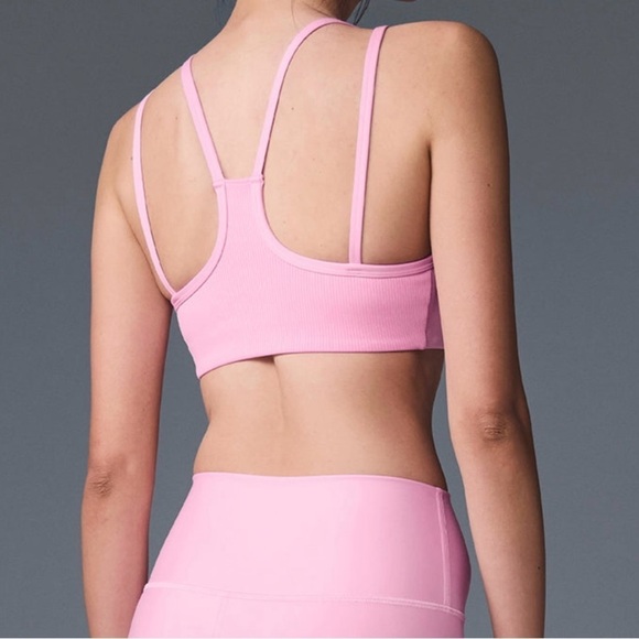 NEW Alo Yoga Airlift Ribbed Jump Start V-Neck Bra Sweet Pink XS - Picture 5 of 6